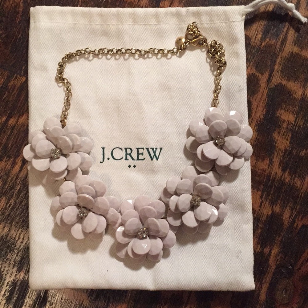 J. Crew Factory Grey Flower Crystal Necklace